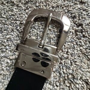 Michael Kors- Black Leather Belt with Silver Buckle - Designer Style